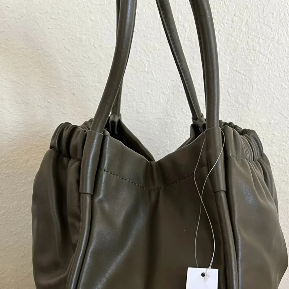 Lulu Dharma Olive Green Pleated Gathered Travel Tote
